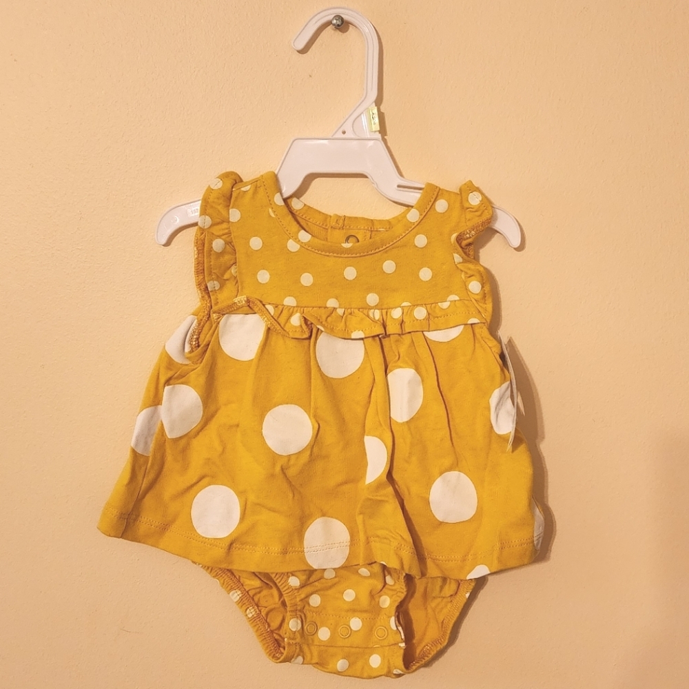 NWT Carters Baby 3 Month Yellow Polk a Dot Summer Outfit